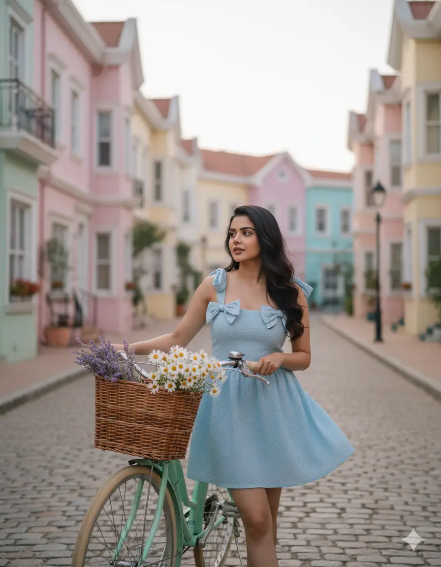 Petals & Pedals: A Pastel Daydream on Cobblestone